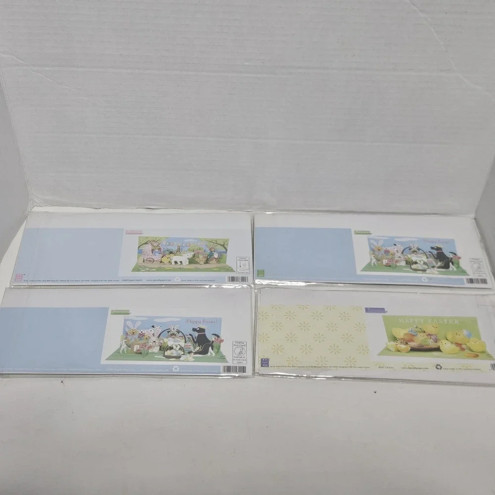 Lot 4 Happy Easter Pop Up With Paper 3d Card Greeting Bunny‎ Envelope Craft Lamb